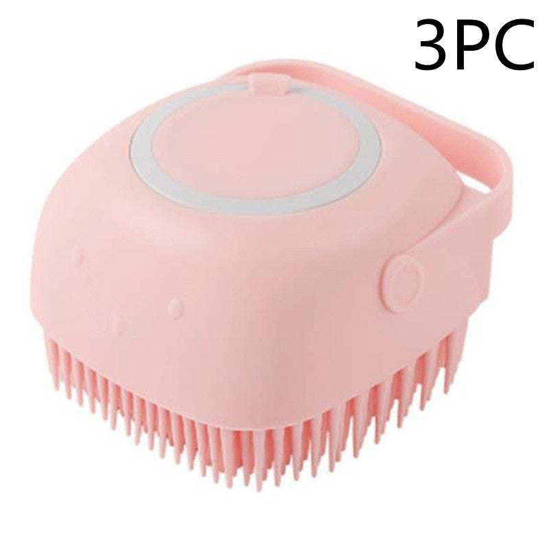 Silicone Pet Bath & Massage Brush with Shampoo Dispenser