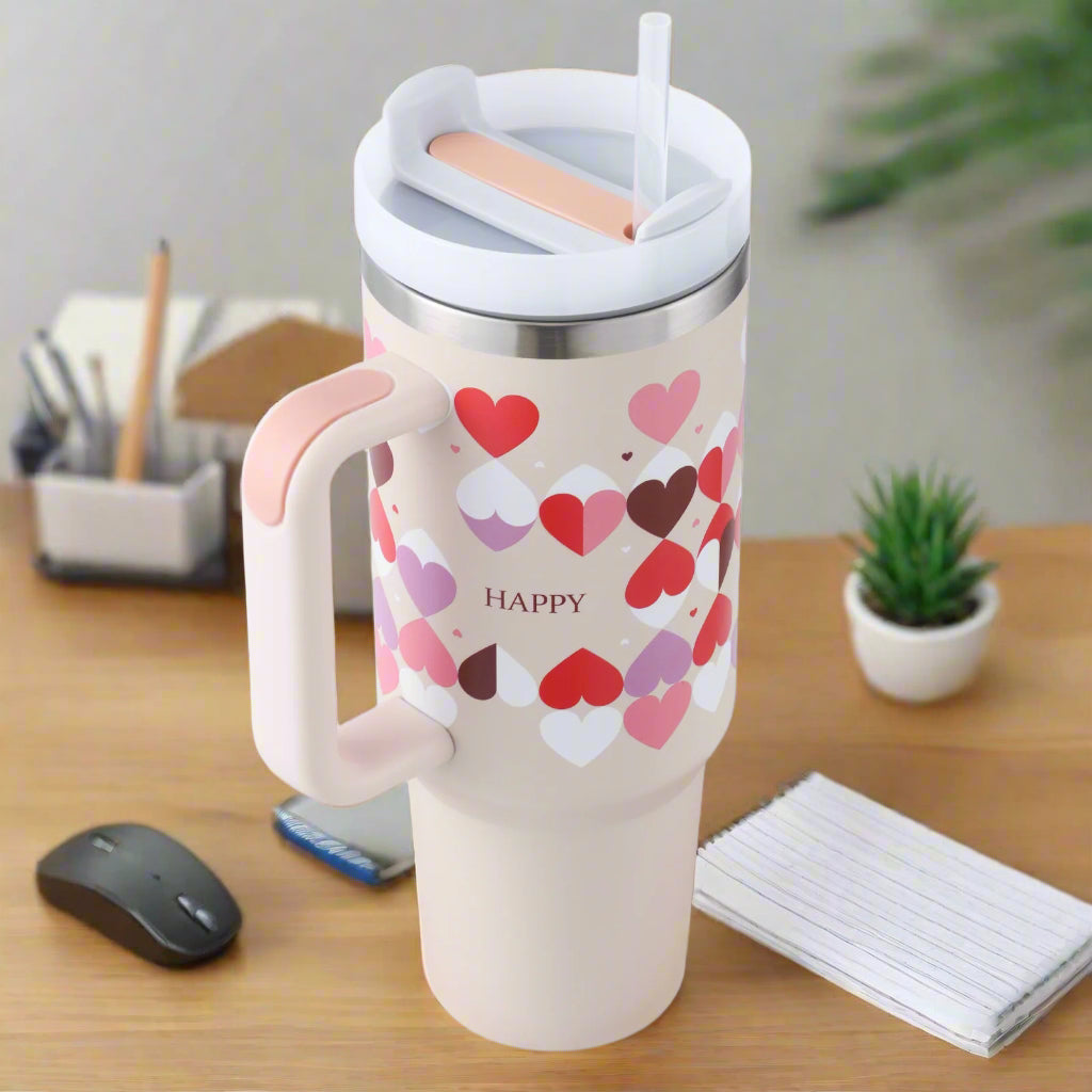 40 Oz Spill-Proof Coffee Tumbler – Handle, Straw & Lid | Vacuum Insulated Mug for Car, Gym, Gifts