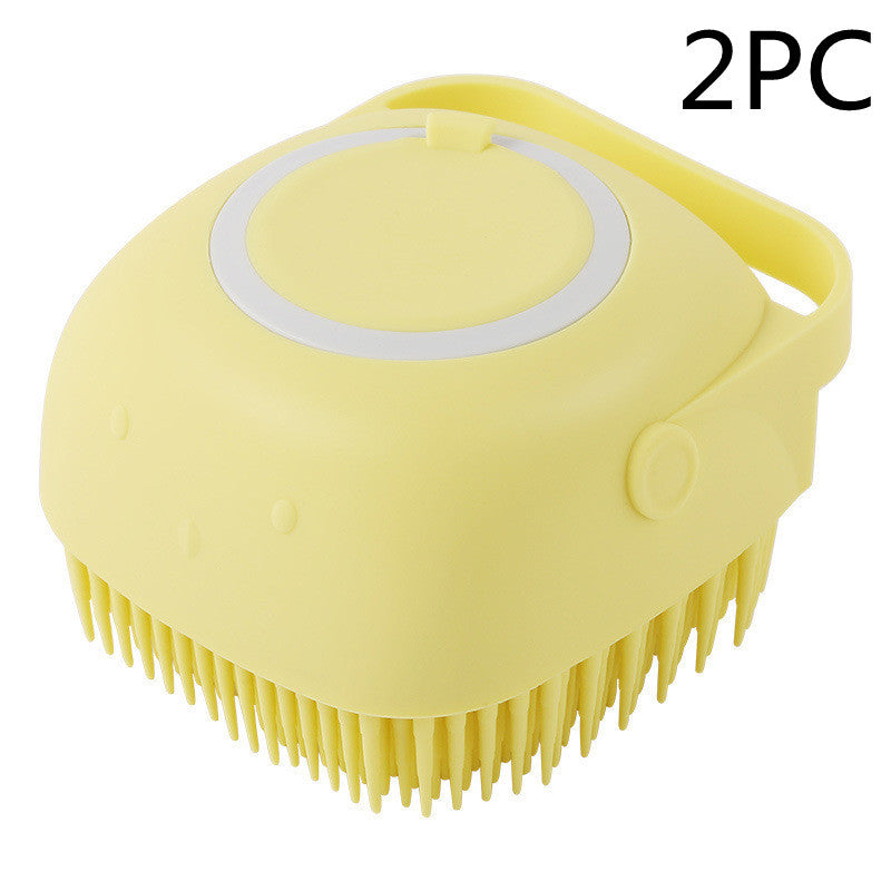 Silicone Pet Bath & Massage Brush with Shampoo Dispenser