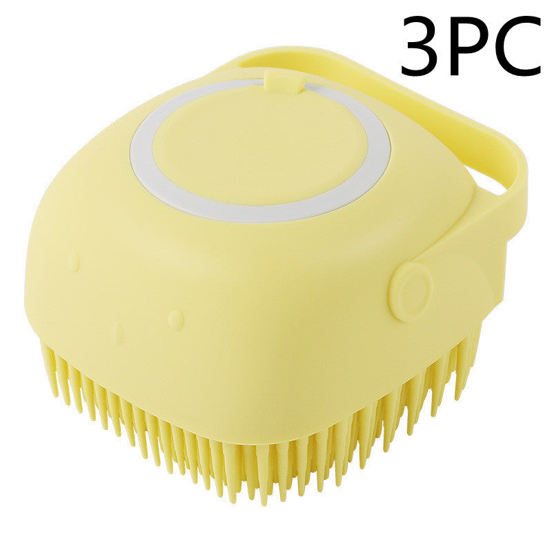 Silicone Pet Bath & Massage Brush with Shampoo Dispenser