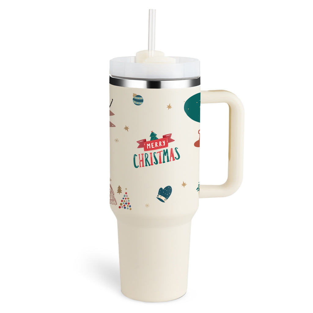 40 Oz Spill-Proof Coffee Tumbler – Handle, Straw & Lid | Vacuum Insulated Mug for Car, Gym, Gifts