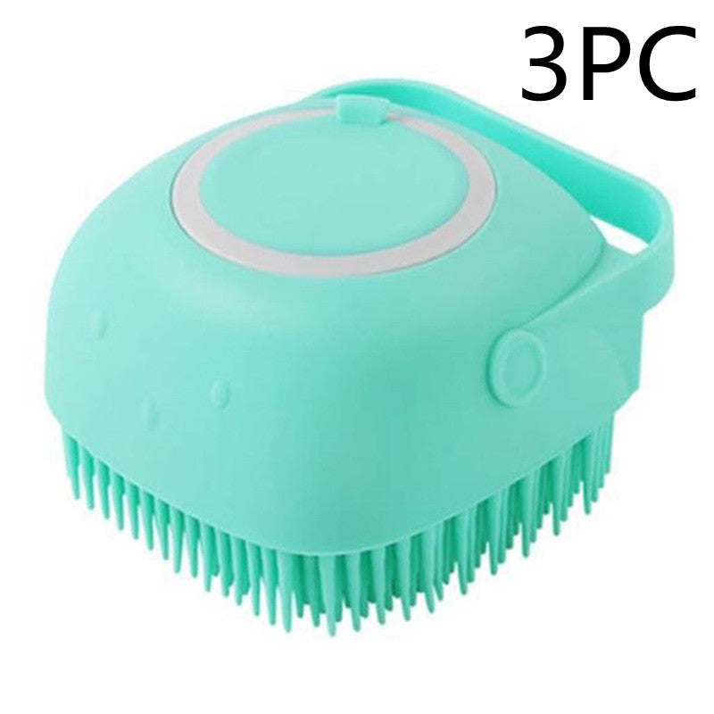Silicone Pet Bath & Massage Brush with Shampoo Dispenser