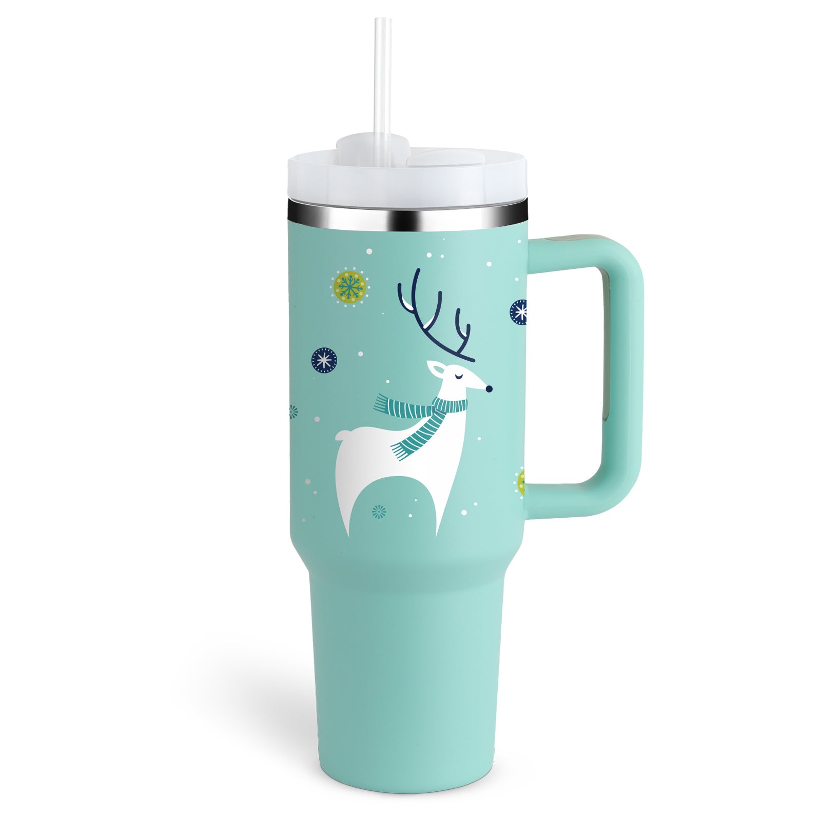 40 Oz Spill-Proof Coffee Tumbler – Handle, Straw & Lid | Vacuum Insulated Mug for Car, Gym, Gifts