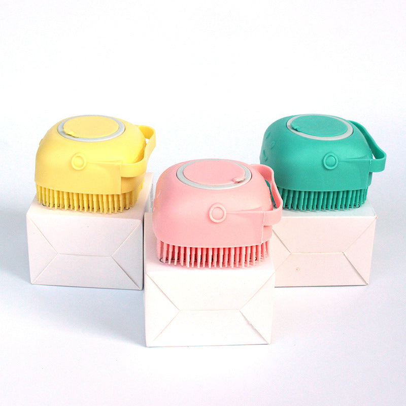 Silicone Pet Bath & Massage Brush with Shampoo Dispenser
